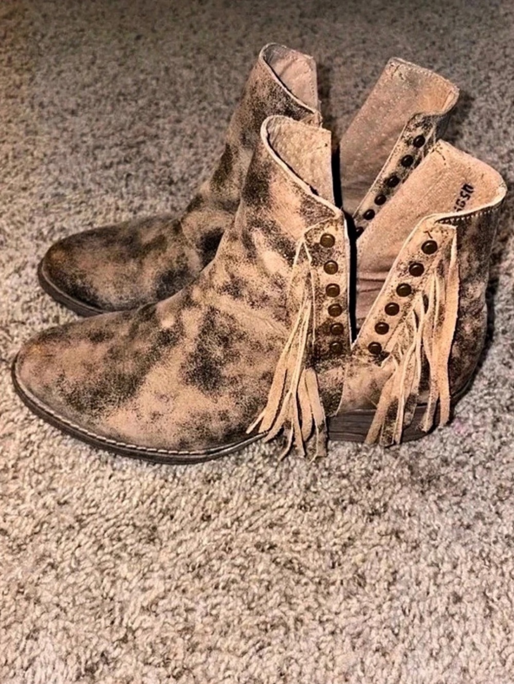 Dingo Western Fringe Ankle Boots in Brown